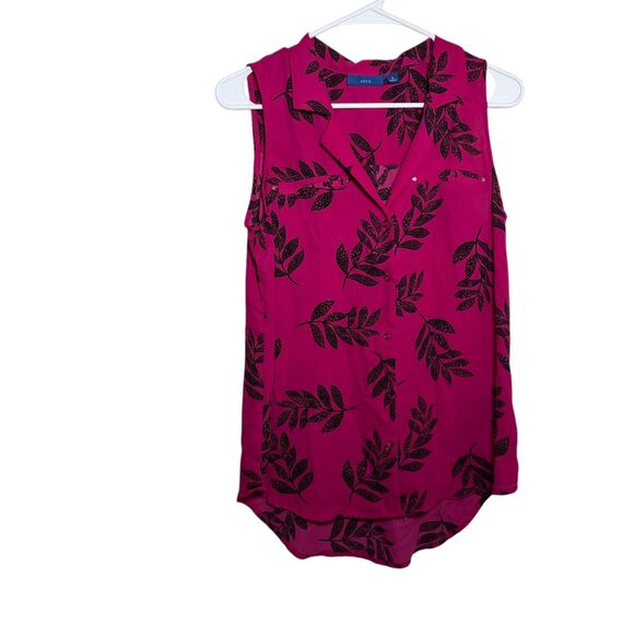 Apt 9 Blouse Women's Medium Pink Floral Button Up Sleeveless Collared Tank Top - Picture 1 of 10